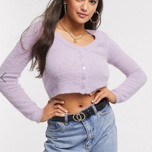 ASOS DESIGN scoop neck cropped fluff -lilac